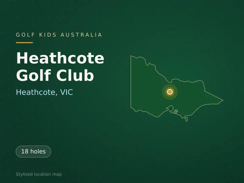 Stylised map showing the location of Heathcote Golf Club in Heathcote, VIC - not a photograph of the course