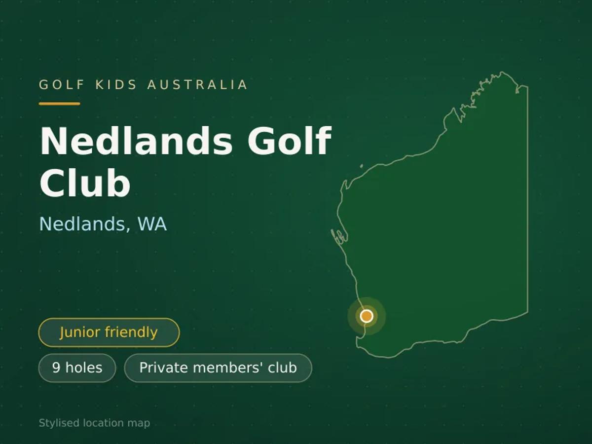 Stylised map showing the location of Nedlands Golf Club in Nedlands, WA - not a photograph of the course