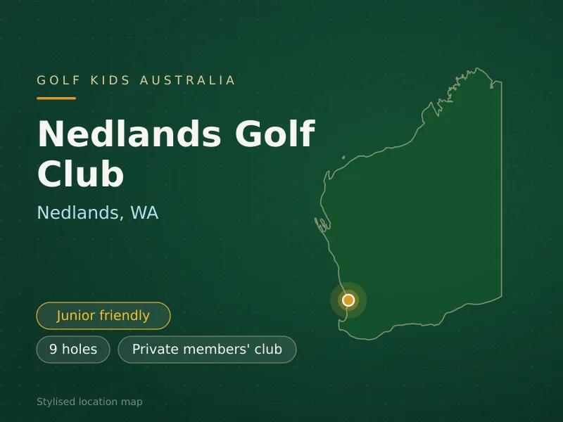 Stylised map showing the location of Nedlands Golf Club in Nedlands, WA - not a photograph of the course
