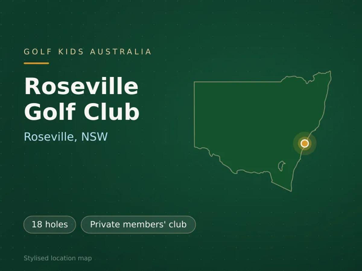 Stylised map showing the location of Roseville Golf Club in Roseville, NSW - not a photograph of the course