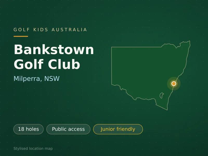 Stylised map showing the location of Bankstown Golf Club in Milperra, NSW - not a photograph of the course