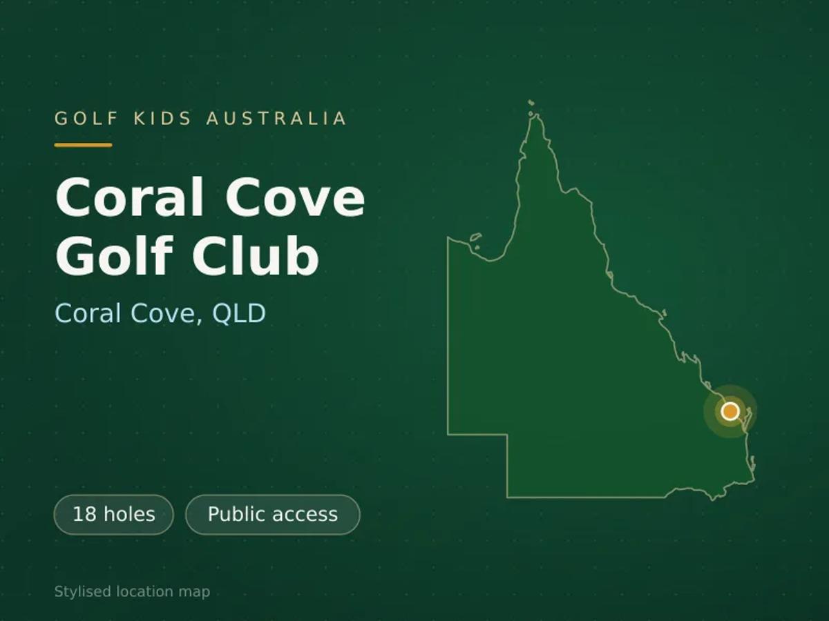 Stylised map showing the location of Coral Cove Golf Club in Coral Cove, QLD - not a photograph of the course