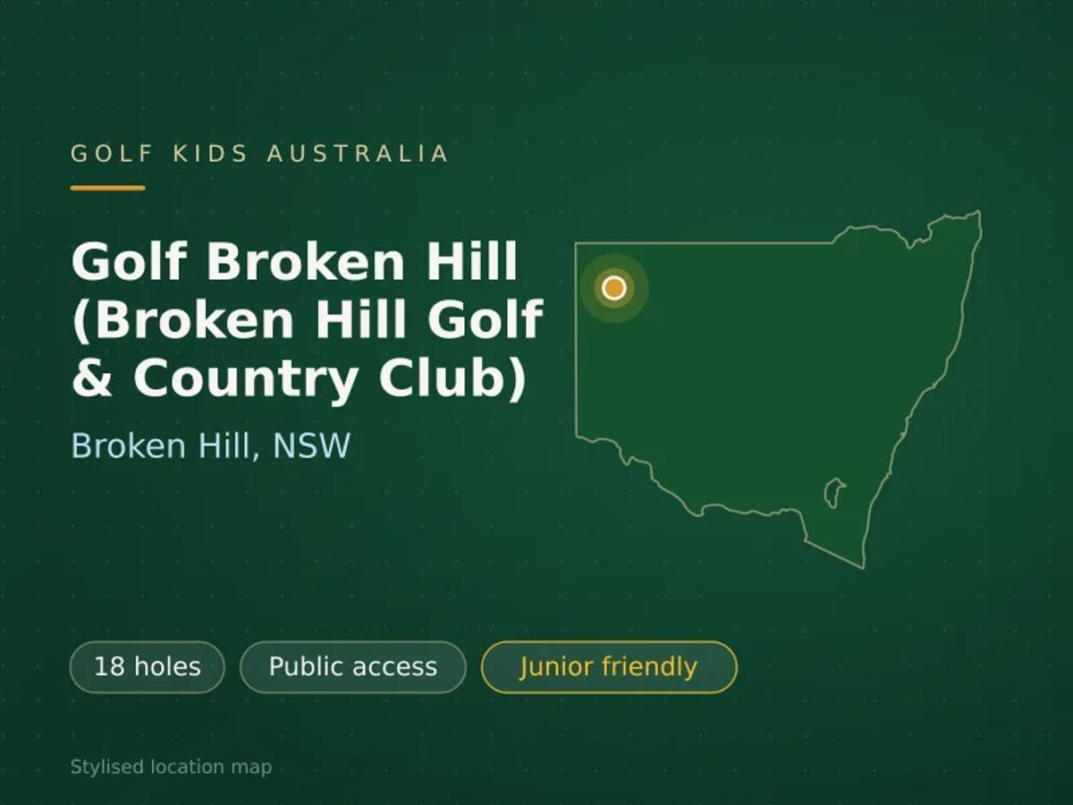 Stylised map showing the location of Golf Broken Hill (Broken Hill Golf & Country Club) in Broken Hill, NSW - not a photograph of the course