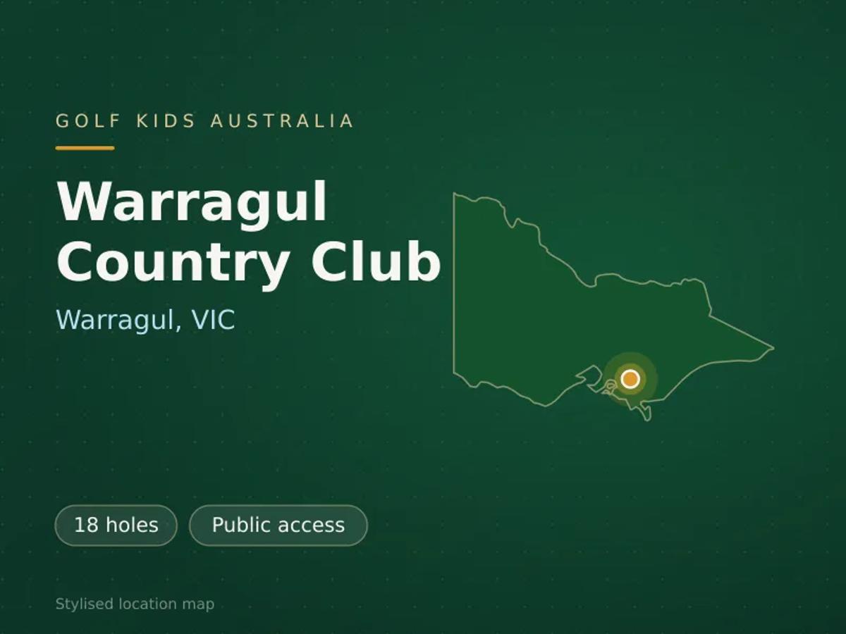 Stylised map showing the location of Warragul Country Club in Warragul, VIC - not a photograph of the course