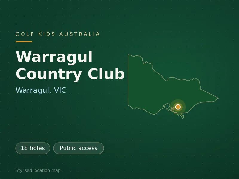 Stylised map showing the location of Warragul Country Club in Warragul, VIC - not a photograph of the course