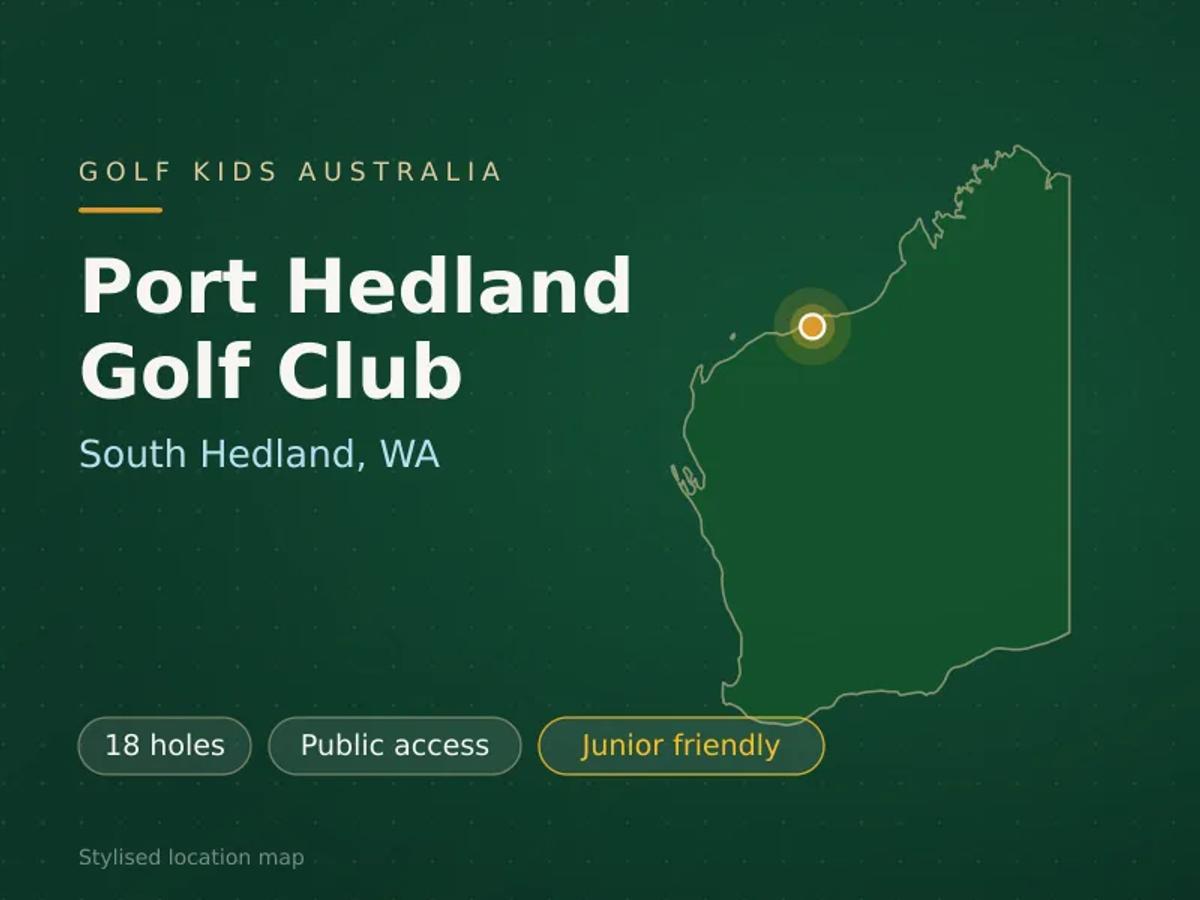 Stylised map showing the location of Port Hedland Golf Club in South Hedland, WA - not a photograph of the course