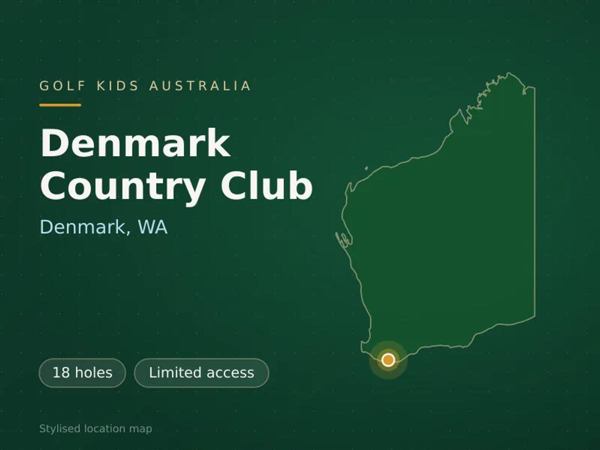 Stylised map showing the location of Denmark Country Club in Denmark, WA - not a photograph of the course