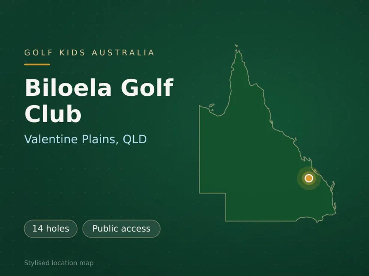 Stylised map showing the location of Biloela Golf Club in Valentine Plains, QLD - not a photograph of the course