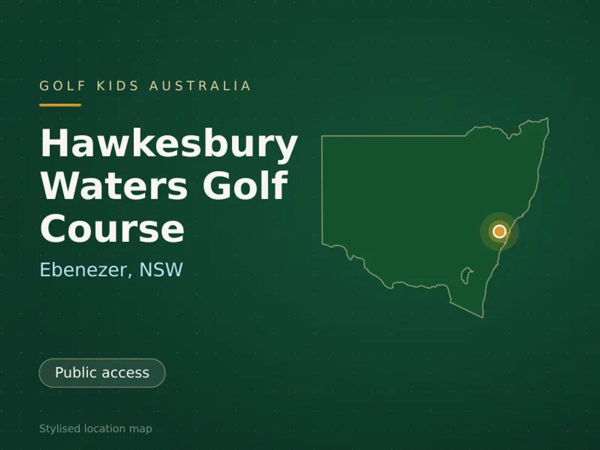 Stylised map showing the location of Hawkesbury Waters Golf Course in Ebenezer, NSW - not a photograph of the course