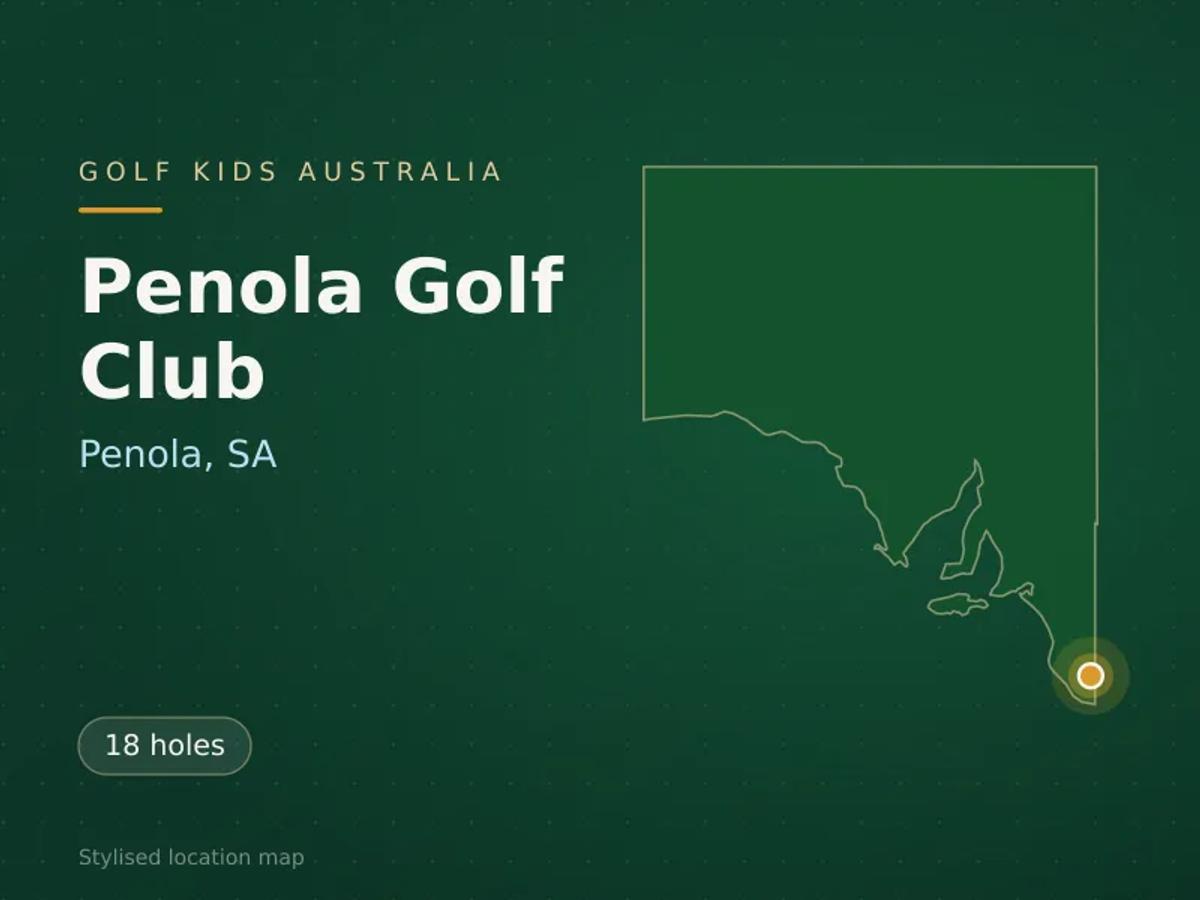 Stylised map showing the location of Penola Golf Club in Penola, SA - not a photograph of the course