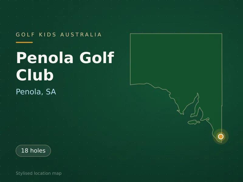 Stylised map showing the location of Penola Golf Club in Penola, SA - not a photograph of the course