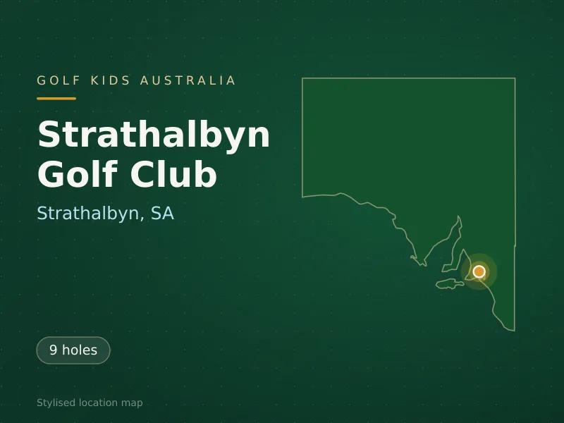 Stylised map showing the location of Strathalbyn Golf Club in Strathalbyn, SA - not a photograph of the course