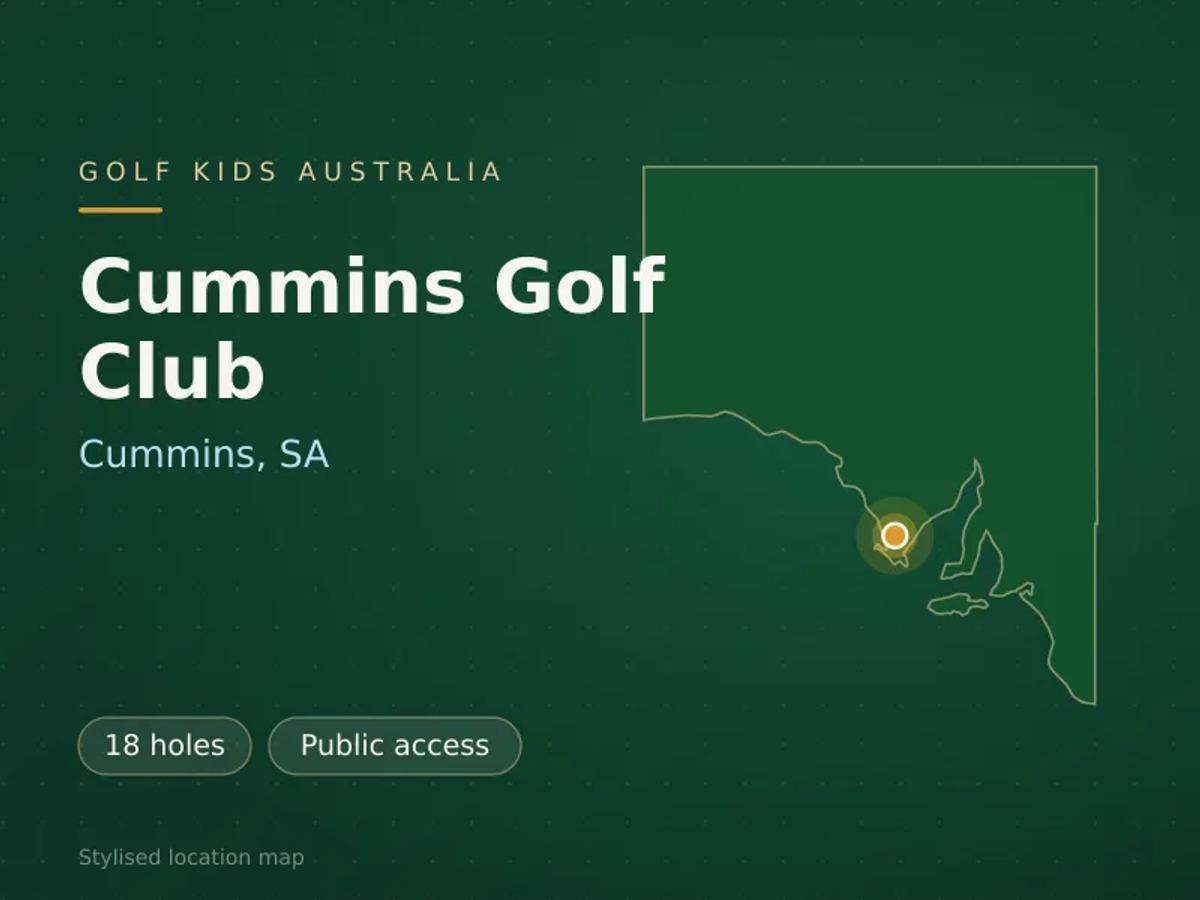 Stylised map showing the location of Cummins Golf Club in Cummins, SA - not a photograph of the course