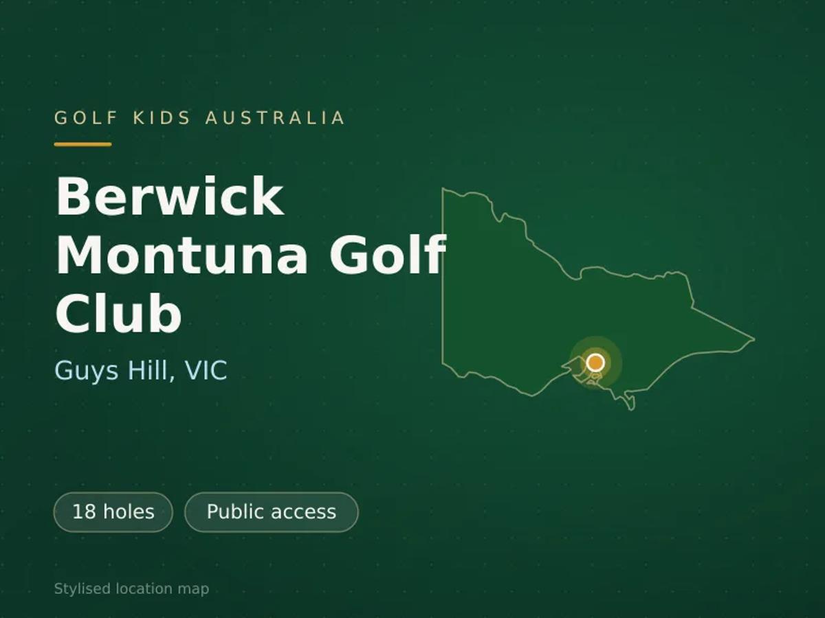 Stylised map showing the location of Berwick Montuna Golf Club in Guys Hill, VIC - not a photograph of the course