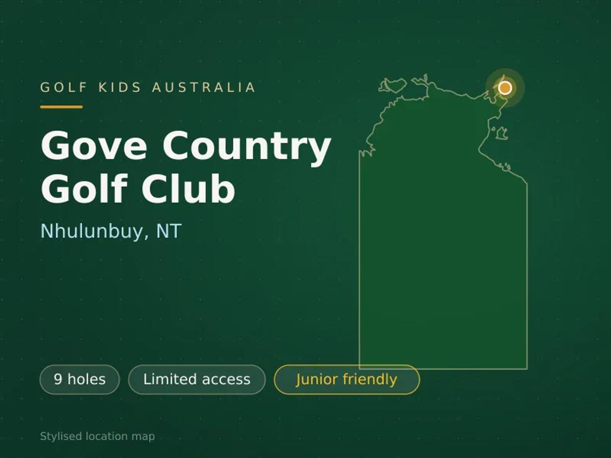 Stylised map showing the location of Gove Country Golf Club in Nhulunbuy, NT - not a photograph of the course