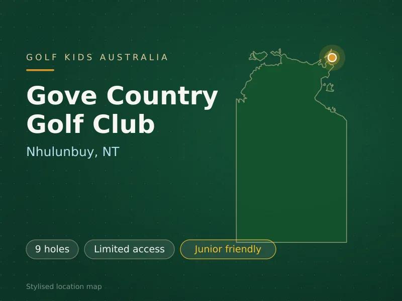 Stylised map showing the location of Gove Country Golf Club in Nhulunbuy, NT - not a photograph of the course