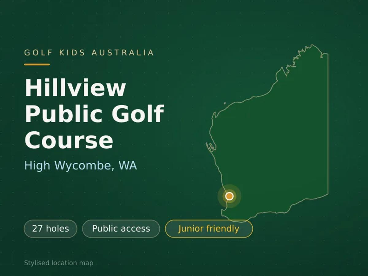 Stylised map showing the location of Hillview Public Golf Course in High Wycombe, WA - not a photograph of the course