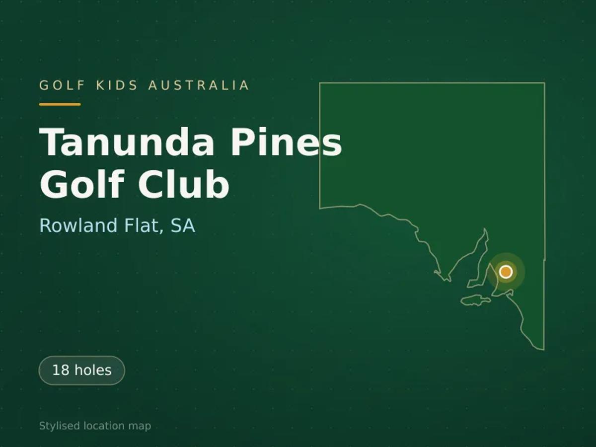 Stylised map showing the location of Tanunda Pines Golf Club in Rowland Flat, SA - not a photograph of the course