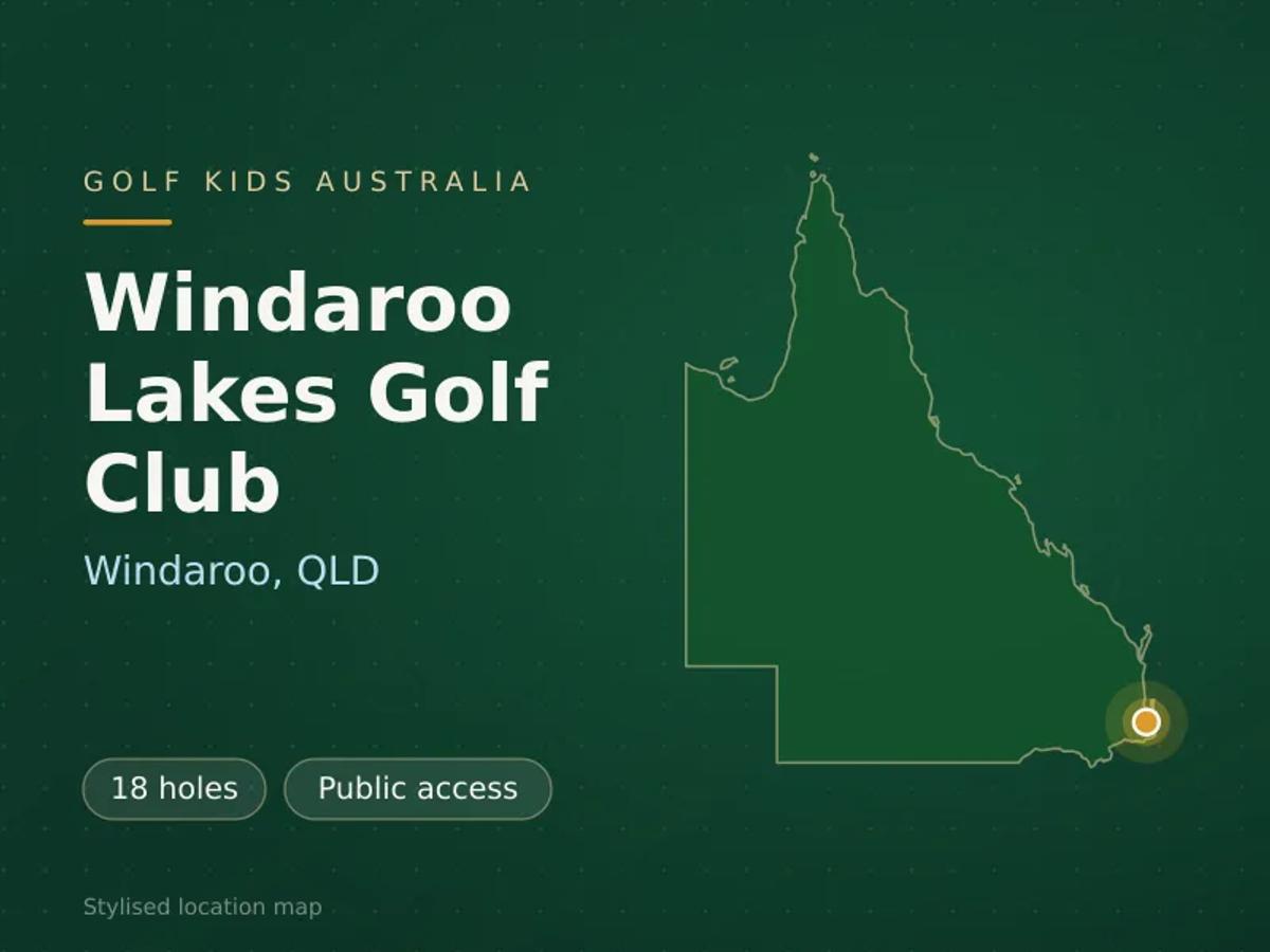 Stylised map showing the location of Windaroo Lakes Golf Club in Windaroo, QLD - not a photograph of the course