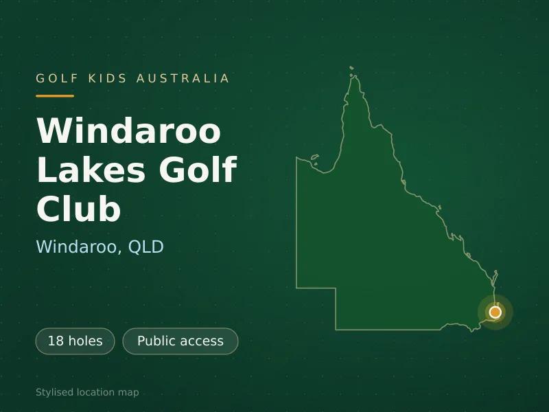 Stylised map showing the location of Windaroo Lakes Golf Club in Windaroo, QLD - not a photograph of the course