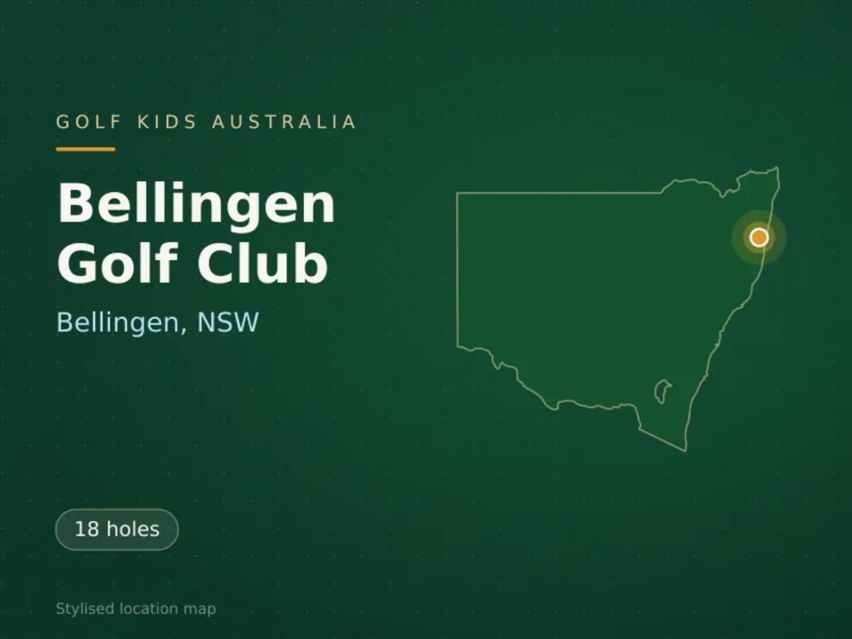 Stylised map showing the location of Bellingen Golf Club in Bellingen, NSW - not a photograph of the course