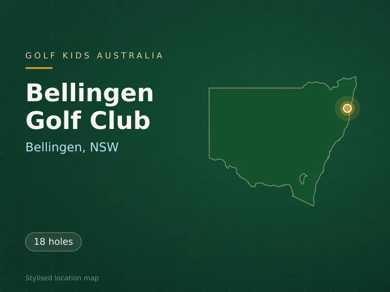 Stylised map showing the location of Bellingen Golf Club in Bellingen, NSW - not a photograph of the course