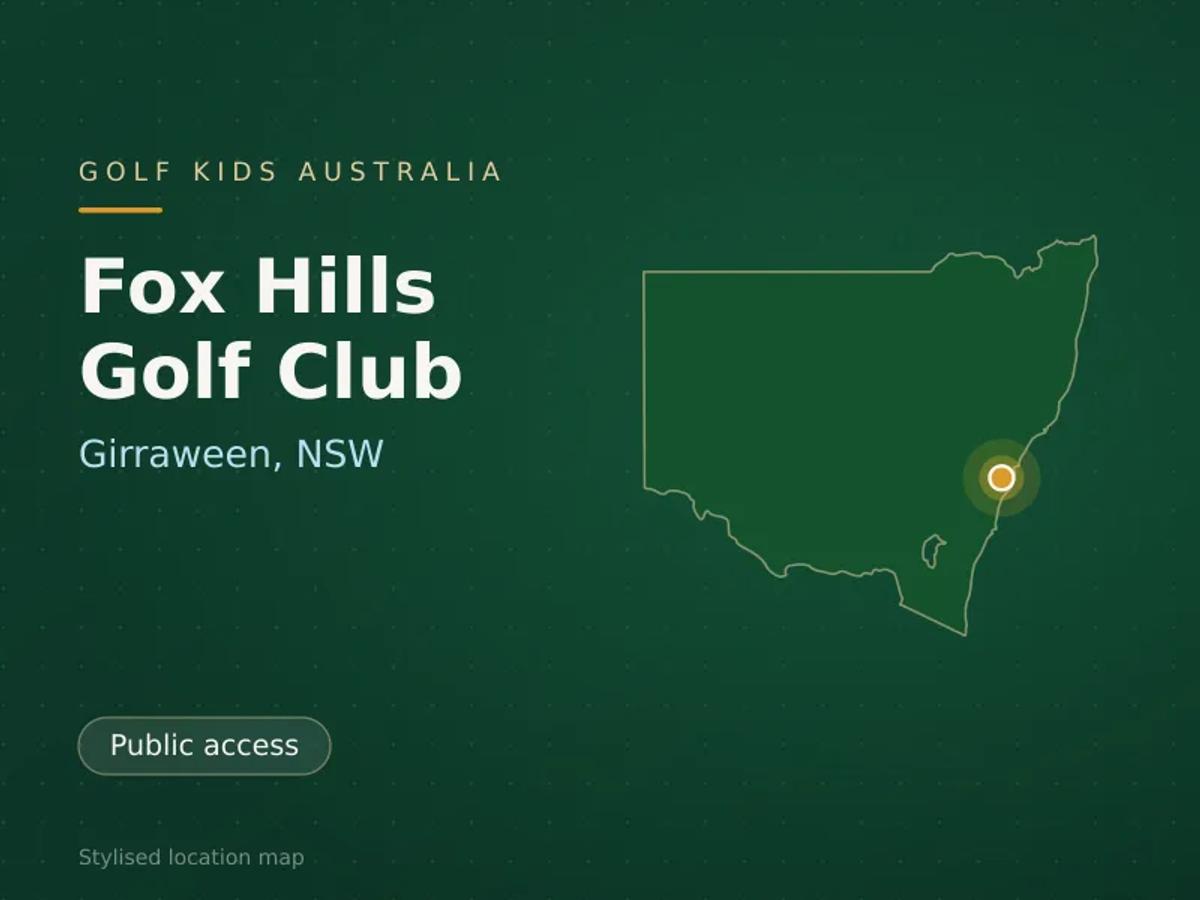 Stylised map showing the location of Fox Hills Golf Club in Girraween, NSW - not a photograph of the course