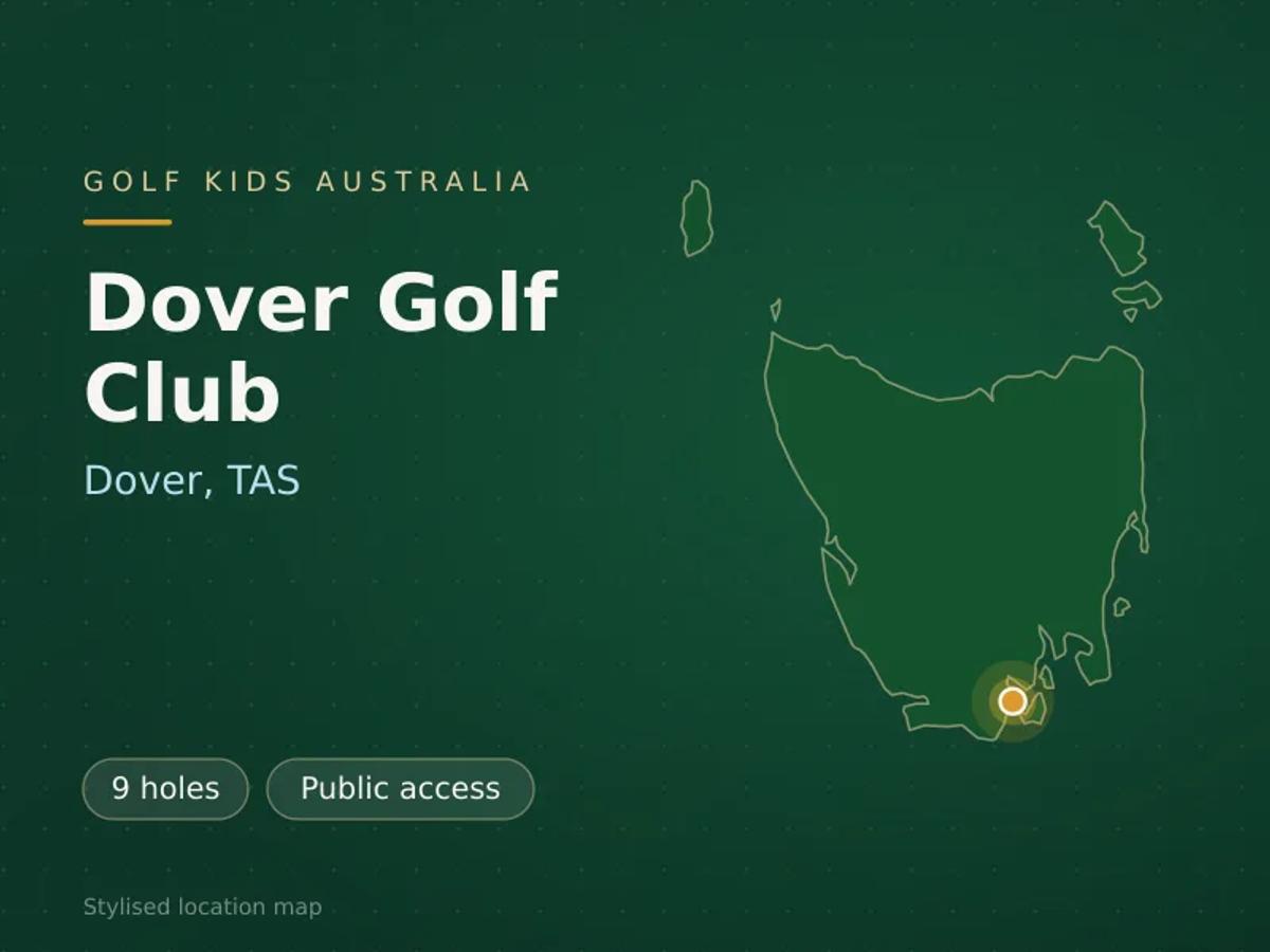Stylised map showing the location of Dover Golf Club in Dover, TAS - not a photograph of the course