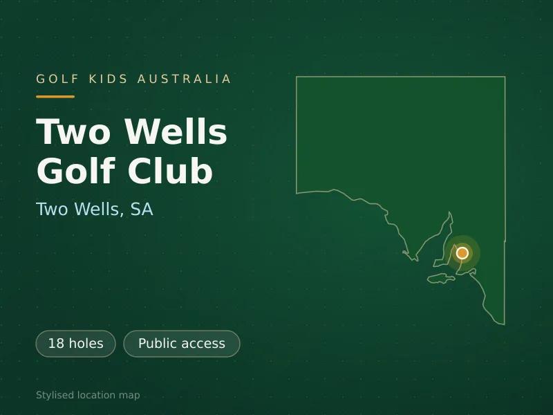 Stylised map showing the location of Two Wells Golf Club in Two Wells, SA - not a photograph of the course
