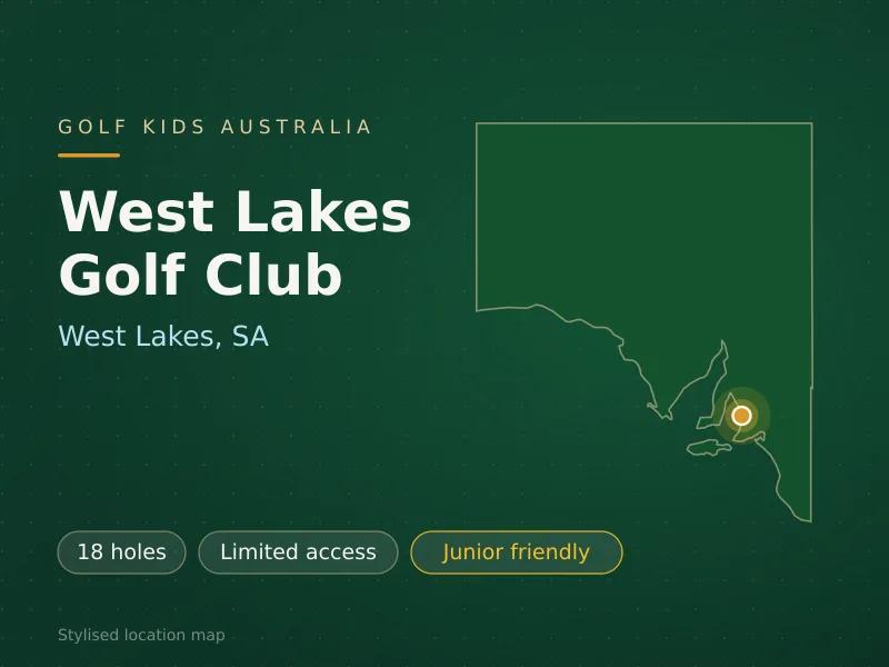Stylised map showing the location of West Lakes Golf Club in West Lakes, SA - not a photograph of the course
