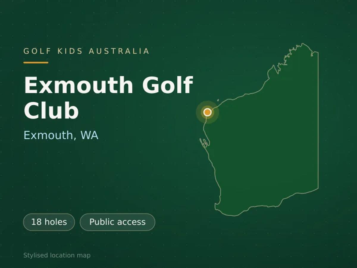 Stylised map showing the location of Exmouth Golf Club in Exmouth, WA - not a photograph of the course