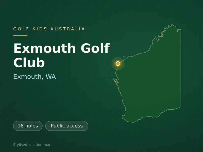 Stylised map showing the location of Exmouth Golf Club in Exmouth, WA - not a photograph of the course