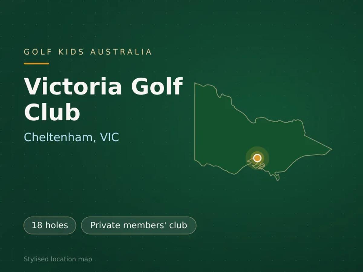 Stylised map showing the location of Victoria Golf Club in Cheltenham, VIC - not a photograph of the course