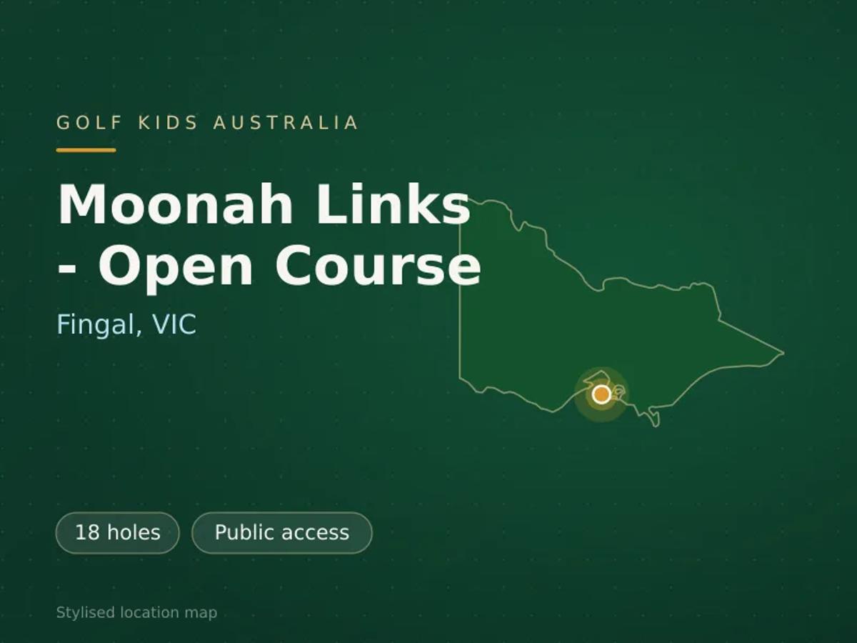 Stylised map showing the location of Moonah Links - Open Course in Fingal, VIC - not a photograph of the course