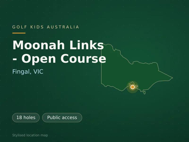 Stylised map showing the location of Moonah Links - Open Course in Fingal, VIC - not a photograph of the course