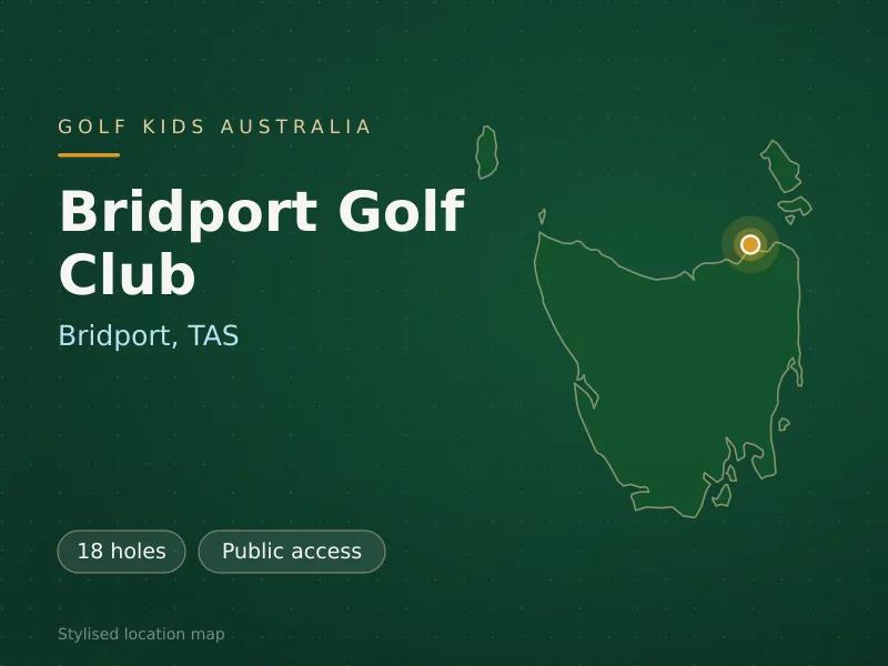 Stylised map showing the location of Bridport Golf Club in Bridport, TAS - not a photograph of the course