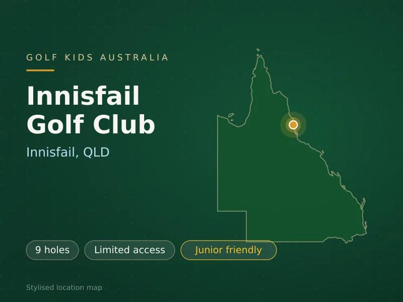 Stylised map showing the location of Innisfail Golf Club in Innisfail, QLD - not a photograph of the course