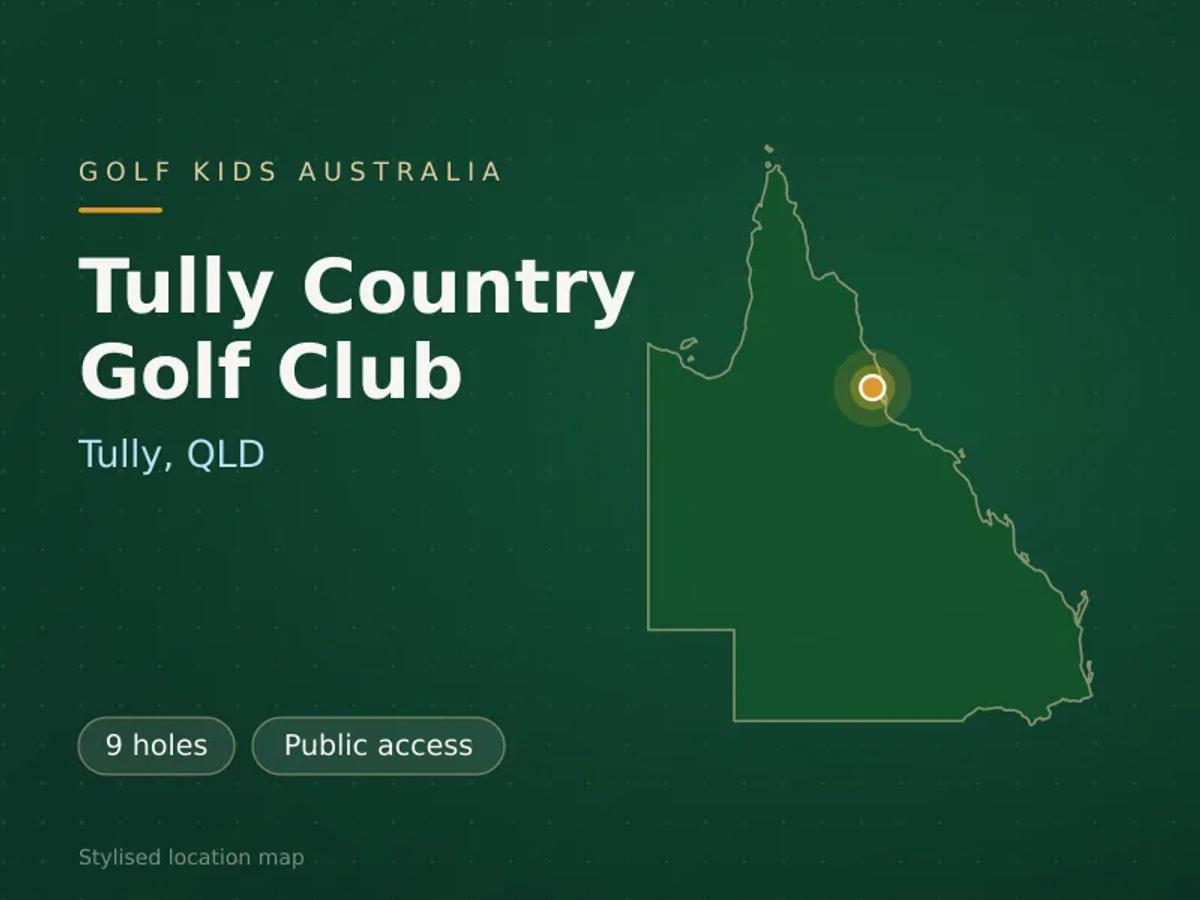 Stylised map showing the location of Tully Country Golf Club in Tully, QLD - not a photograph of the course