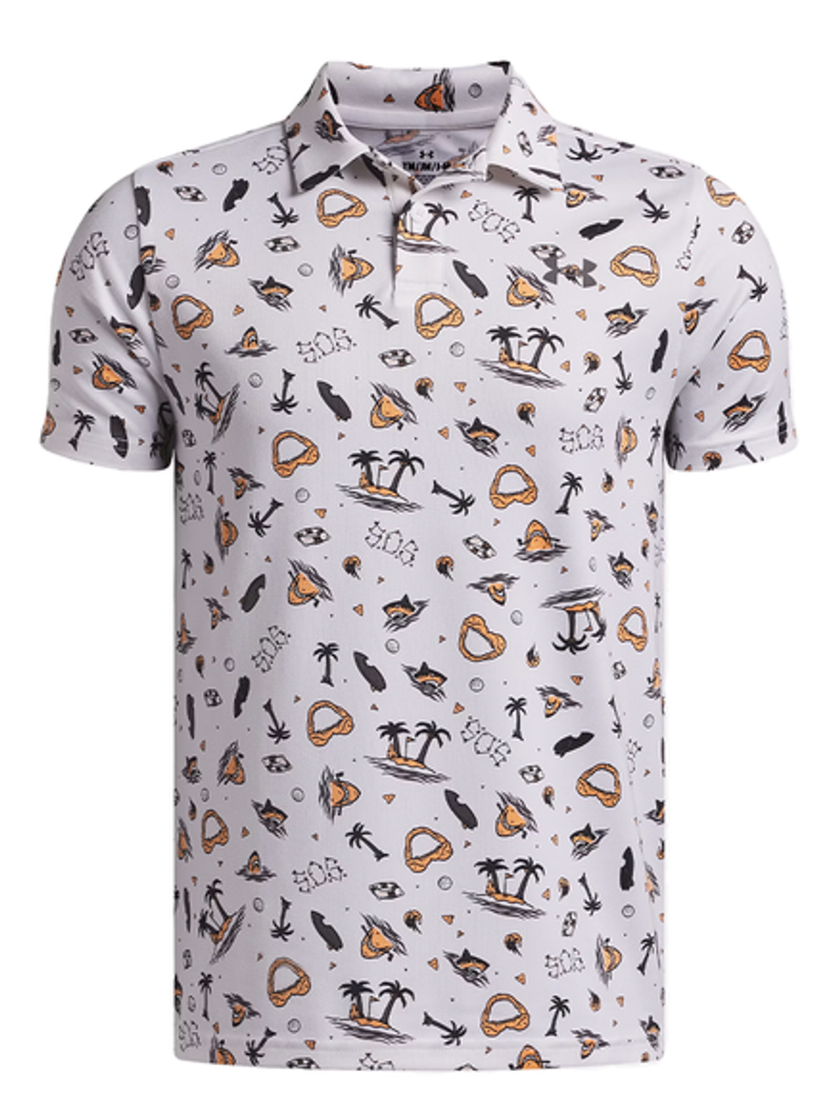 Under Armour Junior Boys Matchplay Printed Polo - White/Orange Bloc