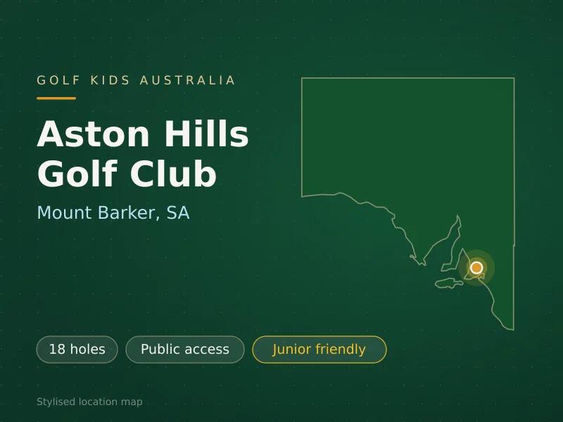 Stylised map showing the location of Aston Hills Golf Club in Mount Barker, SA - not a photograph of the course