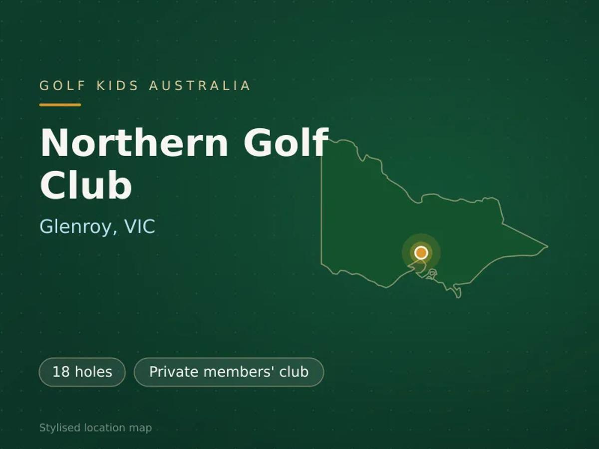 Stylised map showing the location of Northern Golf Club in Glenroy, VIC - not a photograph of the course