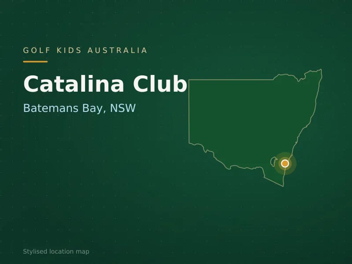 Stylised map showing the location of Catalina Club in Batemans Bay, NSW - not a photograph of the course