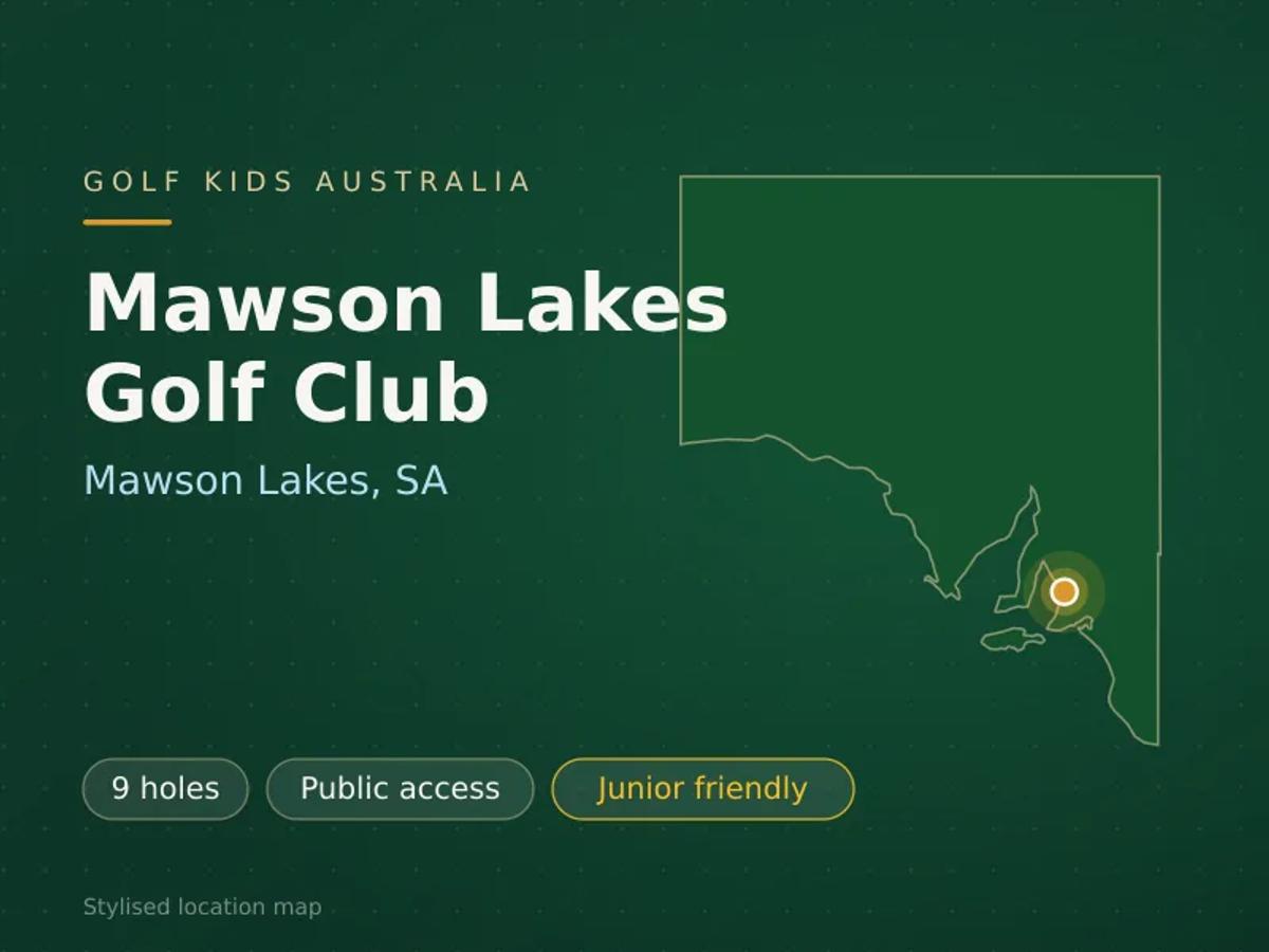 Stylised map showing the location of Mawson Lakes Golf Club in Mawson Lakes, SA - not a photograph of the course