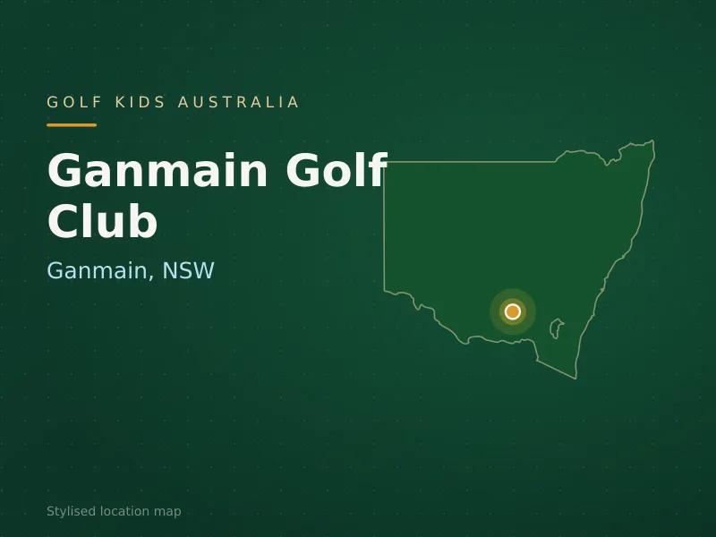 Stylised map showing the location of Ganmain Golf Club in Ganmain, NSW - not a photograph of the course