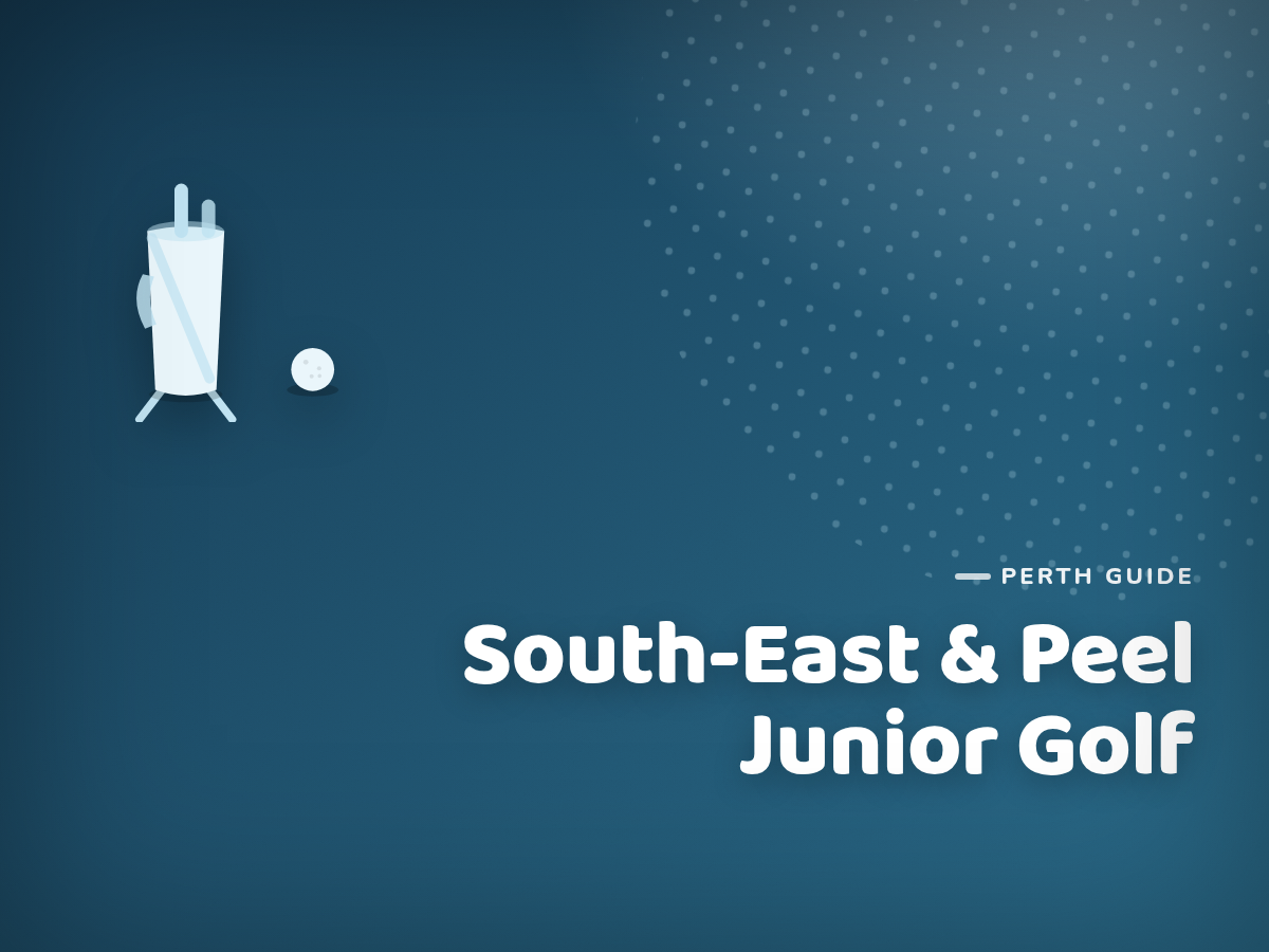 Branded cover illustration for the guide "Best Junior Golf Courses in Perth's South-East & Peel Region"