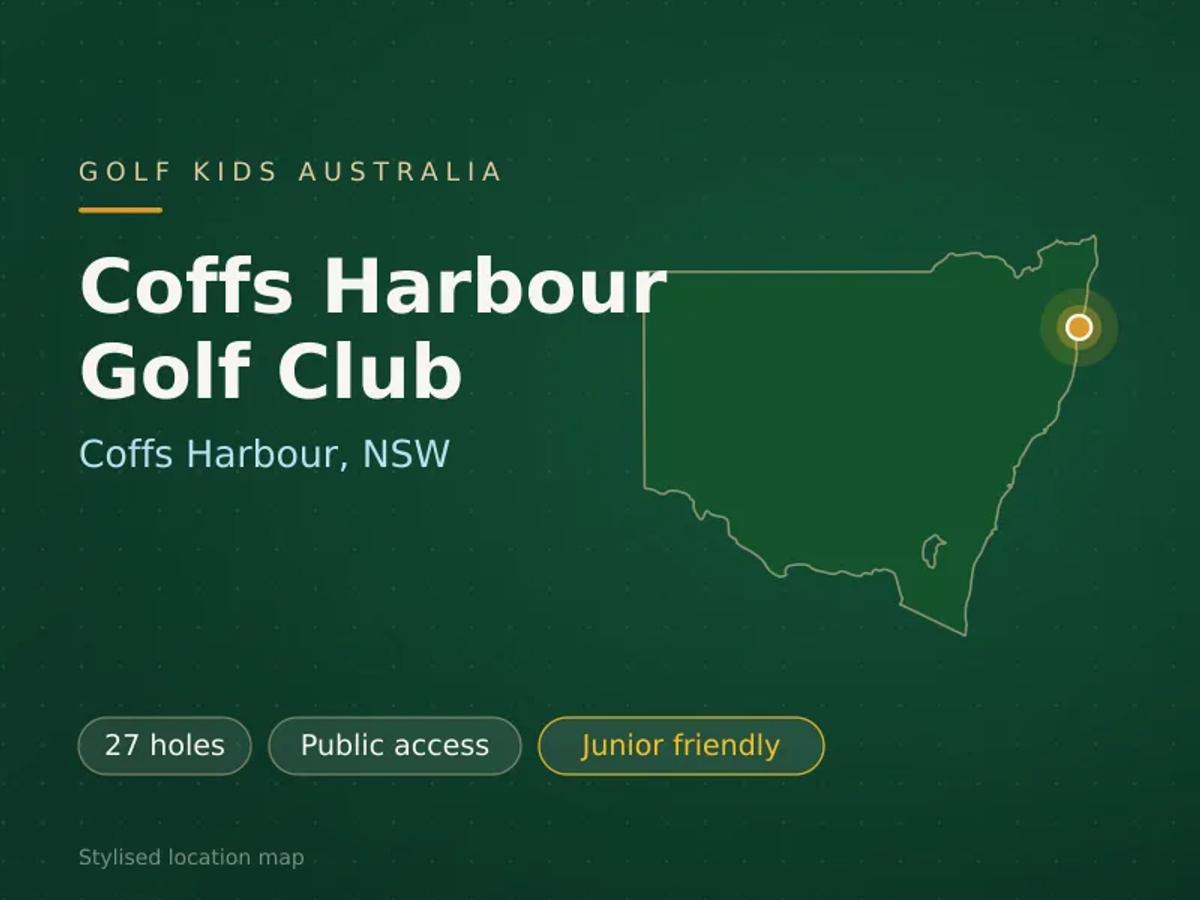 Stylised map showing the location of Coffs Harbour Golf Club in Coffs Harbour, NSW - not a photograph of the course