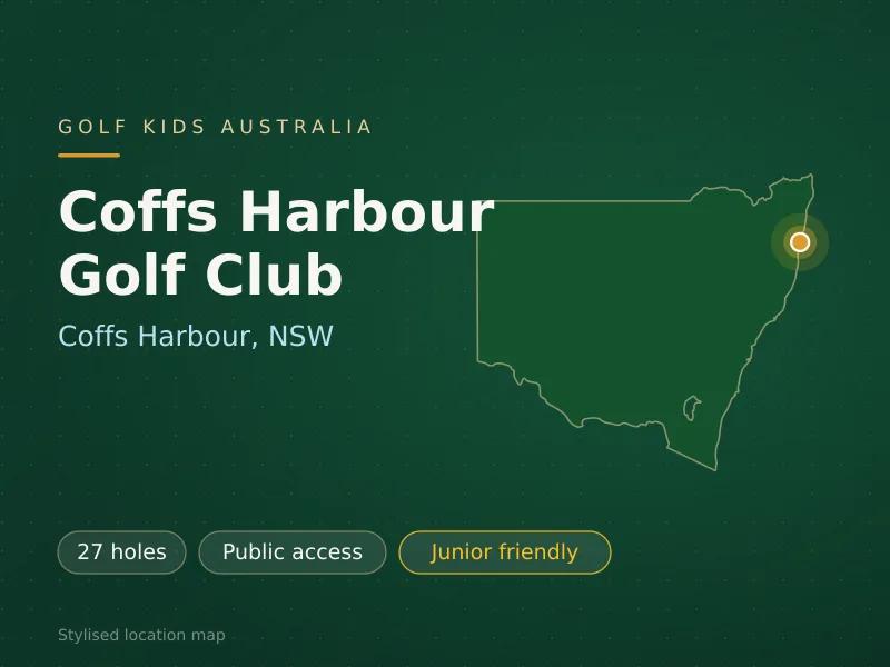 Stylised map showing the location of Coffs Harbour Golf Club in Coffs Harbour, NSW - not a photograph of the course