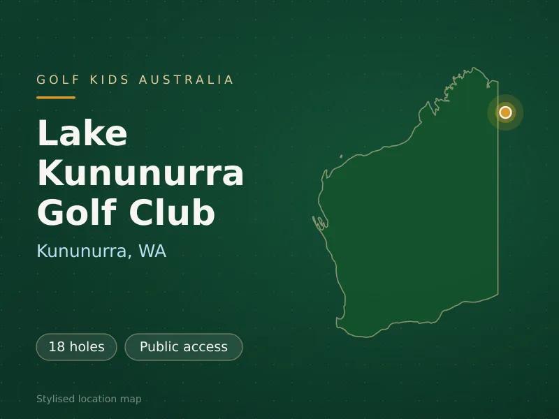 Stylised map showing the location of Lake Kununurra Golf Club in Kununurra, WA - not a photograph of the course