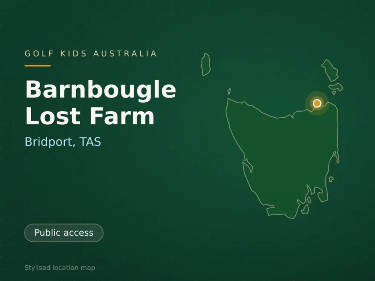 Stylised map showing the location of Barnbougle Lost Farm in Bridport, TAS - not a photograph of the course