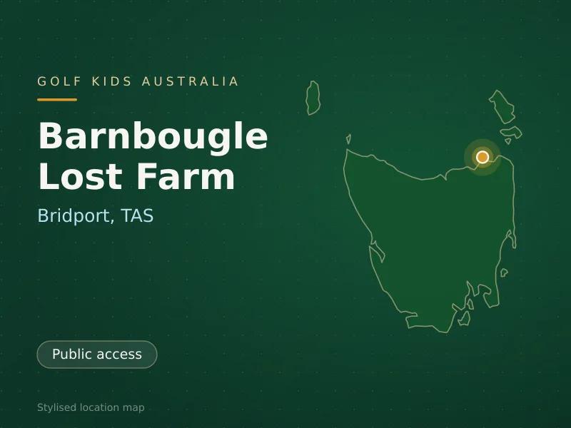 Stylised map showing the location of Barnbougle Lost Farm in Bridport, TAS - not a photograph of the course